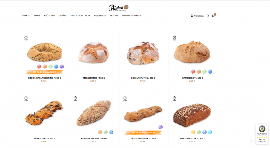 Bildhinweis: Ripken überzeugt auch im Hinblick auf Transparenz, die visuell gut aufbereiteten Icons über Zutaten und Inhaltsstoffe und vegane, gluten- oder laktosefreie Produkte.