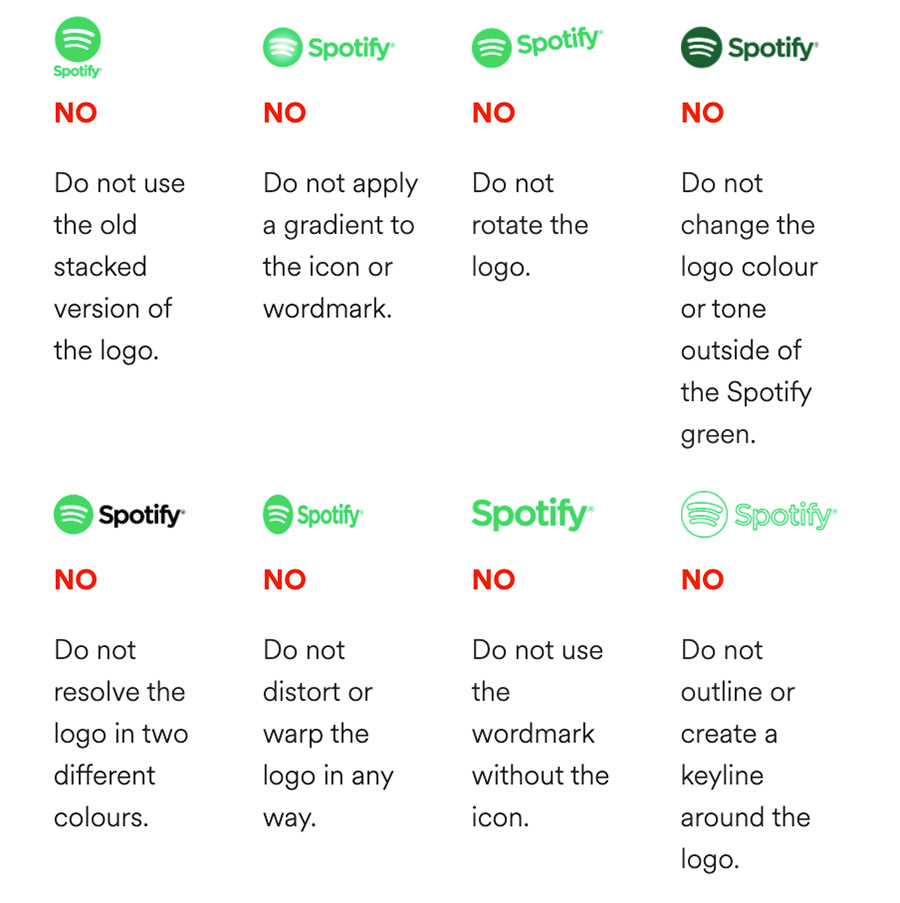 Bildhinweis: Beispiel aus den Branding Guidelines von Spotify