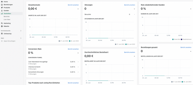 Screenshot Shopify Dashboard